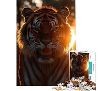 Puzzle de 1000 pièces Portrait de Tigre dans Une lumière dorée Jeu de Construction Difficile et Stimulant Faisant Appel à l'analyse et à la logique à partir de 14 Ans 38x52cm