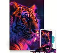 Puzzle de 1000 pièces Portrait de Tigre Néon pour Adolescent, 1000 pièces, Jeu de logique mentale, Anti-anxiété, découpe Ferme, Cadeau d'anniversaire (50x75cm)