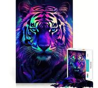 Puzzle de 1000 pièces Portrait de Tigre Néon pour Adolescent, 1000 pièces, Jeu de logique mentale, Anti-anxiété, découpe Ferme, Cadeau d'anniversaire (38x52cm)