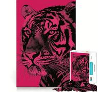 Puzzle de 1000 pièces Portrait de Tigre Rose pour Adolescents renforce la mémoire, Calme et sérénité, qualité supérieure, pour Les vœux de Noël 50x75cm