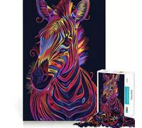 Puzzle de 1000 pièces Portrait de zèbre néon pour Adolescents, Jeu de logique mentale, Anti-anxiété, découpe Ferme, Cadeau d'anniversaire (38x26cm)