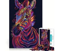 Puzzle de 1000 pièces Portrait de zèbre néon pour Adultes, Jeu de réflexion Facile et Amusant, Assemblage idéal, Cadeau de Saison (50x75cm)