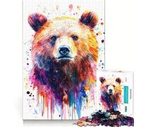 Puzzle de 1000 pièces Portrait d'ours à l'aquarelle pour Adolescents Un Jeu Amusant et ressourçant,sans espaces,idéal pour Une soirée en Famille (50x75cm)