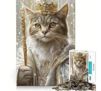 Puzzle de 1000 pièces Portrait du Roi Chat Royal pour Adultes et Adolescents, Jeu intellectuel, Cadeau Classique et de qualité (38x52cm)