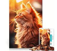 Puzzle de 1000 pièces Portrait d'un Chat tigré pour Adolescents Améliore la mémoire, se détend, Bords précis, Cadeau créatif (50x75cm)