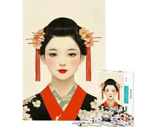Puzzle de 1000 pièces Portrait d'une Geisha aux Fleurs de Cerisier Jeu éducatif et addictif pour développer la Patience et soulager Le Stress Cadeau d'anniversaire (Dimensions 50x75cm)