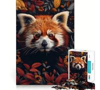 Puzzle de 1000 pièces Portrait Floral de Panda Roux pour Adolescents, idéal pour stimuler la mémoire, se détendre en Douceur, découpe de qualité supérieure, Surprise d'anniversaire (38x26cm)