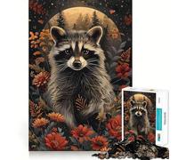 Puzzle de 1000 pièces Portrait Floral de Raton Laveur pour Adolescents, Jeu de Puzzle Stimulant la réflexion, Jeu de Groupe, Art Assembler, Cadeau Classique (50x75cm)