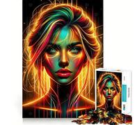 Puzzle de 1000 pièces Portrait Lumineux néon pour Adolescents, Puzzle Intelligent, Jouet idéal pour se divertir à la Maison, découpe précise, Cadeau pour Les fêtes (38x26cm)