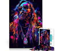 Puzzle de 1000 pièces Portrait néon avec Lunettes de Soleil pour Adolescents, Jouet de réflexion Anti-Stress, Bords précis, (50x75cm)