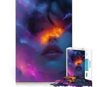 Puzzle de 1000 pièces Portrait surréaliste aux Yeux de feu 38x52cm pour Adolescents, Jeu de logique Stimulant, activité à la Maison, Bords Transparents, Cadeau précieux
