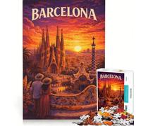 Puzzle de 1000 pièces Poster de Voyage Barcelone, Décoration Murale, Défi à compléter, Renforce l'amour Entre Les Couples 38x52cm