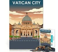Puzzle de 1000 pièces Poster de Voyage sur la Cité du Vatican Bords Lisses Jeu de Concentration Amusant Idéal pour des Moments de détente Cadeau d'anniversaire (38x26cm)