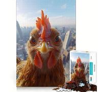Puzzle de 1000 pièces Poule Selfie en Ville Bords Lisses Jeu créatif et Amusant Cadeau d'anniversaire idéal pour des Moments de détente (38x52cm)