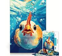 Puzzle de 1000 pièces Poule sous-Marine pour Adolescents,Jeu de Concentration mentale,découpe de précision,Bords Lisses, pour Les fêtes (38x26cm)