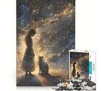 Puzzle de 1000 pièces pour Adolescentes Une Fille Debout près d'un Chat, Jeu Impossible, activités Amusantes à la Maison, Cadeaux d'anniversaire et de Noël Uniques 50x75cm