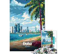 Puzzle de 1000 pièces pour Adolescents à Doha Qatar Plage et Panorama Urbain Jeu éducatif défi Jouet Relaxant Anti-Stress œuvre d'art Cadeau (Taille 38x52cm)