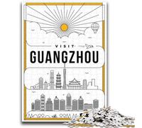 Puzzle de 1000 pièces pour Adolescents à Guangzhou, Chine, activité familiale avec Affiche et fiche de Questions-réponses pour Les 14 Ans et Plus (1000 pièces, 26x38cm)