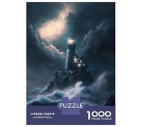 Puzzle De 1000 Pièces pour Adolescents A Lighthouse in A Storm V2 Puzzles pour Adultes - Jeu Manuel - Décoration Intérieure - Cadeaux Uniques pour Anniversaire Et Noël 52x38cm/1000pcs