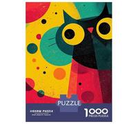 Puzzle De 1000 Pièces pour Adolescents Abstract Cat Art with Geometric Shapes Casse-tête pour Adolescents - Jeu Difficile Et Stimulant - Cadeau 52x38cm/1000pcs