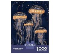 Puzzle De 1000 Pièces pour Adolescents Abstract Golden Jellyfish Puzzle Adulte Jeu Manuel D'assemblage De Motifs Idéal comme Cadeau 52x38cm/1000pcs