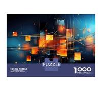 Puzzle De 1000 Pièces pour Adolescents Abstract Orange Cubes Network Puzzle pour Adultes Jouet Décoration Murale Cadeaux pour Femmes Interaction Parent-Enfant 38x26cm/1000pcs