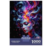Puzzle De 1000 Pièces pour Adolescents Abstract Woman with Fire Puzzle pour Adultes Jeu Manuel pour Améliorer La Mémoire Cadeau d'anniversaire, Cadeaux, 70x50cm/1000pcs
