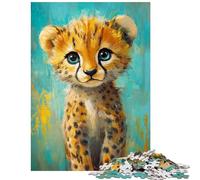 Puzzle de 1000 pièces pour adolescents Adorable bébé guépard Découpe de précision Idéal pour partager un moment complice entre parents et enfants Cadeau de Noël ou d'anniversaire (38x52cm/1000 pièces)