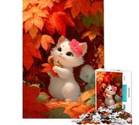 Puzzle de 1000 pièces pour Adolescents Adorable Chaton Blanc et Son ami écureuil Idéal pour Un Anniversaire ou Noël Jouet éducatif et ludique Convient aux Enfants de 14 Ans et Plus (38x52cm)