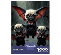 Puzzle De 1000 Pièces pour Adolescents Adorable Pugs Vampires Puzzles pour Adolescents, Jouets À Monter Soi-même, Découpe De Précision, Cadeaux De Noël Et d'anniversaire 70x50cm/1000pcs