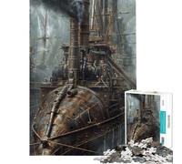 Puzzle de 1000 pièces pour Adolescents Aéronef Steampunk Stimule Le Cerveau Jeu éducatif et Amusant pour Toute la Famille 14 Ans et Plus : 38x52cm