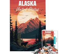Puzzle de 1000 pièces pour Adolescents Affiche Coucher de Soleil sur Les Montagnes d'Alaska Activités Amusantes à la Maison améliore la mémoire Jeux Amusants adaptés aux Personnes de 14 Ans et Plus