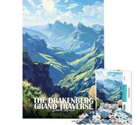 Puzzle de 1000 pièces pour Adolescents Affiche de la Grande Traversée du Drakensberg en Afrique du Sud Jeu éducatif pour améliorer la mémoire (38x26cm)