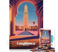 Puzzle de 1000 pièces pour Adolescents,Affiche de la mosquée de Casablanca,découpe Fine,Jeu d'entraînement à la Concentration,Divertissement et Moment de Calme,Cadeau de Noël Amusant (38x26cm)