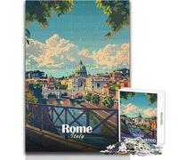 Puzzle de 1000 pièces pour Adolescents - Affiche de la Ville de Rome - Idéal pour s'amuser en Famille, développer Son Analyse et sa logique - Cadeau d'anniversaire - Dimensions 50x75cm