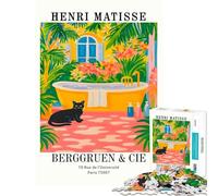Puzzle de 1000 pièces pour Adolescents Affiche de l'exposition Henri Matisse avec Chat Noir Difficile et Stimulant Décoration Murale Jouet Anti-Stress Convient aux 14 Ans et Plus 38x52cm