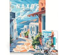 Puzzle de 1000 pièces pour Adolescents, Affiche de Naxos Grèce, Jeu de Construction, activité intellectuelle relaxante, idéal pour décorer Un Bureau 38x26cm