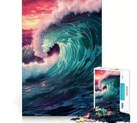 Puzzle de 1000 pièces pour Adolescents Affiche de Vagues déferlantes Découpe Parfaite Jeu de logique Amusant Jeu paisible Idéal pour Un Anniversaire (38x52cm)