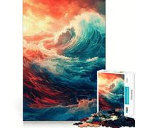 Puzzle de 1000 pièces pour Adolescents Affiche de Vagues océaniques Découpe Parfaite Jeu de logique Amusant Jeu paisible Idéal pour Un Anniversaire (50x75cm)