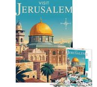 Puzzle de 1000 pièces pour Adolescents Affiche de Voyage à Jérusalem Jeu éducatif pour améliorer la mémoire Cadeau d'anniversaire (Dimensions 38x52cm)