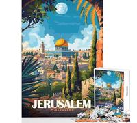 Puzzle de 1000 pièces pour Adolescents Affiche de Voyage à Jérusalem Jeu Familial Cadeau d'anniversaire éducatif et éducatif (38x26cm)