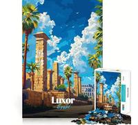 Puzzle de 1000 pièces pour Adolescents Affiche de Voyage à Louxor,Égypte Découpe Lisse Jeu d'exercice cérébral Activité de détente et d'anniversaire (38x26cm)