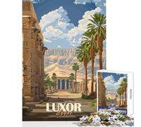 Puzzle de 1000 pièces pour Adolescents Affiche de Voyage à Louxor Égypte Jeu éducatif Cadeau de Père Noël Secret Niveau de difficulté Difficile (38x52cm)