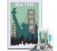 Puzzle de 1000 pièces pour Adolescents, Affiche de Voyage à New York, Aide Le Cerveau à exercer des Jouets addictifs pour cultiver la Patience Une œuvre d'art 38x26cm