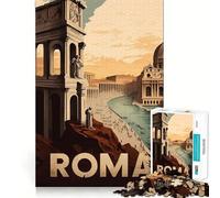 Puzzle de 1000 pièces pour Adolescents Affiche de Voyage à Rome Découpe Parfaite Jeu de logique Amusant Jeu paisible Idéal pour Un Anniversaire (38x26cm)