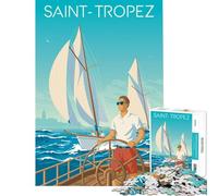 Puzzle de 1000 pièces pour Adolescents Affiche de Voyage à Saint-Tropez Jeu éducatif et ludique Cadeau d'anniversaire Original (75x50cm)