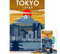 Puzzle de 1000 pièces pour Adolescents Affiche de Voyage à Tokyo, Japon Découpe précise Jeu cognitif et Amusant Décoration de Noël pour la Maison (50x75cm)