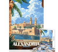 Puzzle de 1000 pièces pour Adolescents Affiche de Voyage Alexandrie Égypte Jeu Manuel Cadeau d'anniversaire Activités familiales (38x26cm)