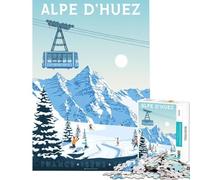 Puzzle de 1000 pièces pour Adolescents Affiche de Voyage Alpe Huez Jouet éducatif et ludique pour Toute la Famille décoration Murale Cadeau pour Femmes et Hommes (Taille 38x26cm)