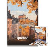 Puzzle de 1000 pièces pour Adolescents - Affiche de Voyage automnale à Québec - Idéal pour des soirées Jeux et Divertissement en Famille - Analyse et logique - Cadeau d'anniversaire - 38x52cm